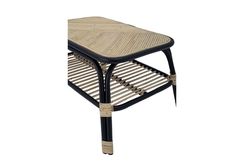 Black rattan side table Loue - 5