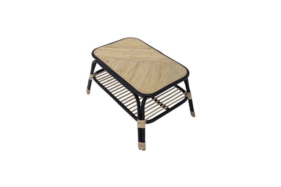 Black rattan side table Loue - 4