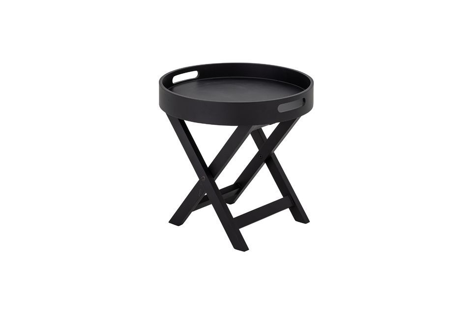 The Freya side table from Bloomingville is a stylish black piece of furniture made from rubberwood
