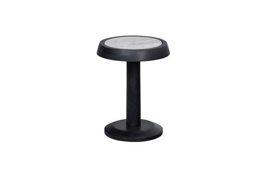 Black wood and grey marble side table Nanne Clipped