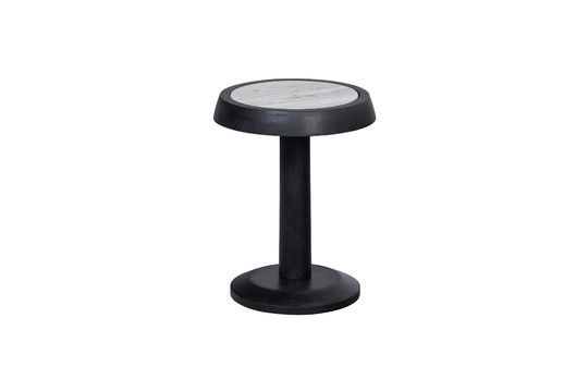 Black wood and grey marble side table Nanne