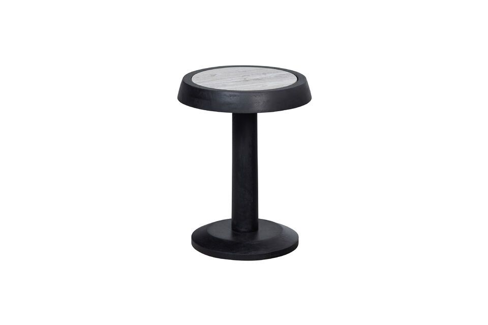 Black wood and grey marble side table Nanne Woood