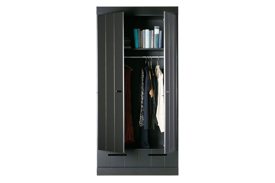 We love the black wood cabinets that have style and really nice charm