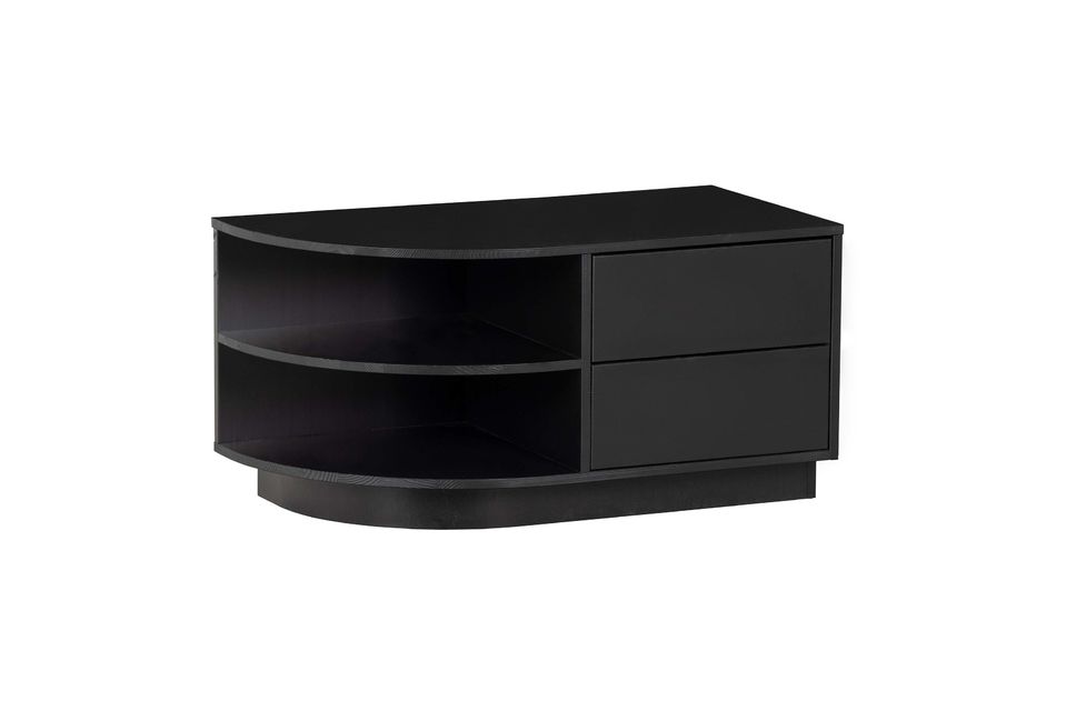 Black wood left round tv stand Finca - 5