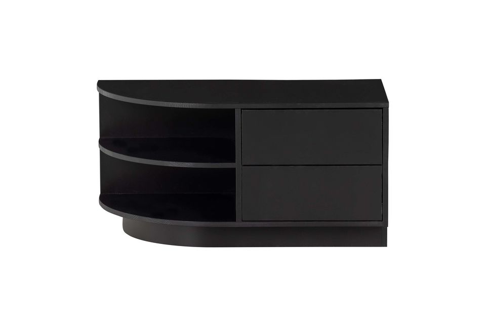 Black wood left round tv stand Finca - 6