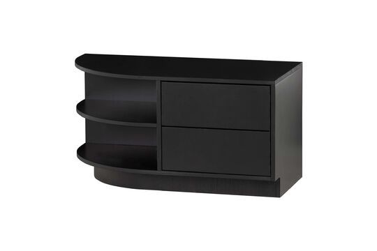 Black wood left round tv stand Finca Clipped