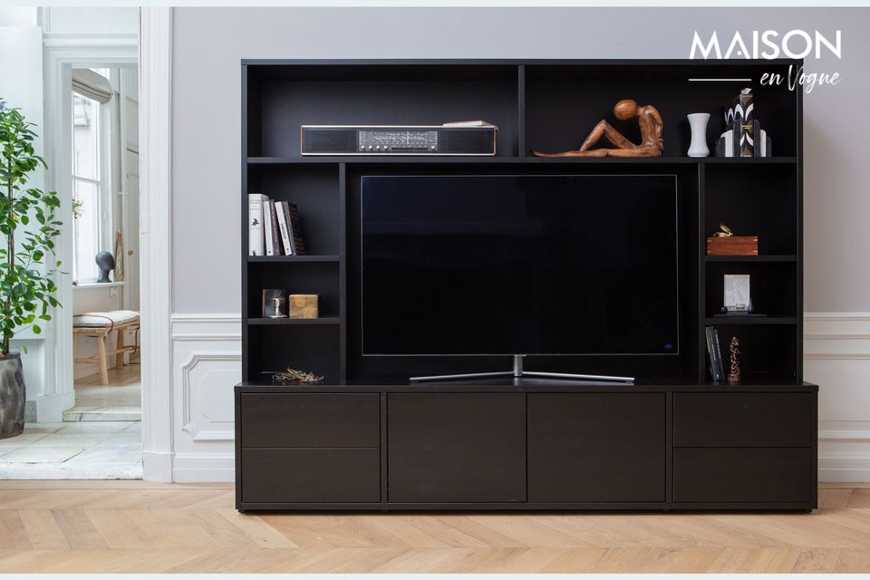 Black wood TV stand Maxel