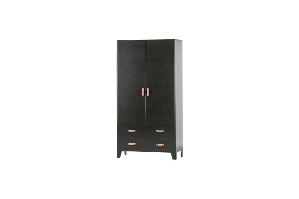 The Dian black wooden wardrobe is a contemporary, basic and somewhat rustic piece