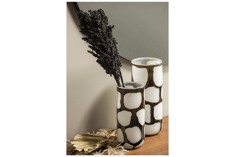 Blair black and white glass vase, a unique handmade creation
