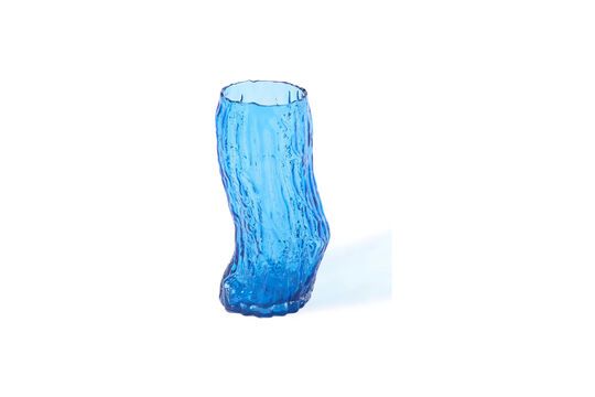 Blue glass vase Tree Log Clipped