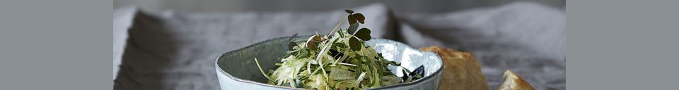 Material Details Blue-gray stoneware bowl Rustic