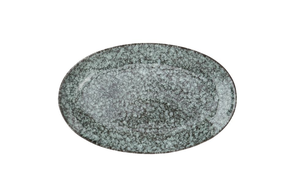 Blue-green ceramic serving dish Dot Madam Stoltz