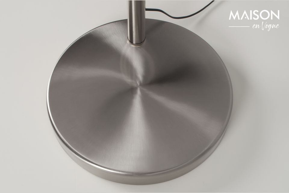 The marble base is covered with brushed metal, the rest is also in brushed metal in silver colour
