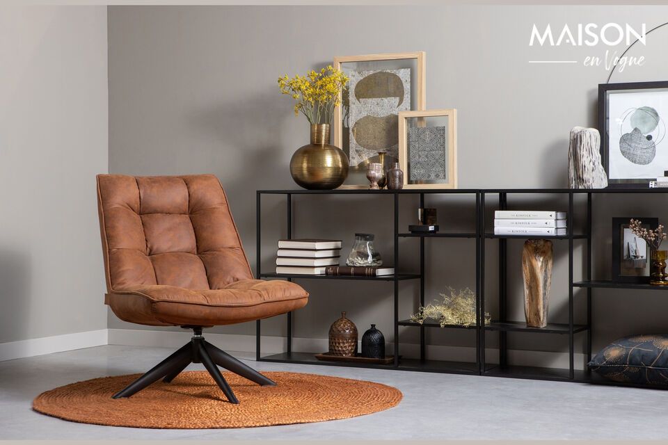 Brown artificial leather armchair Jouke, comfortable and versatile