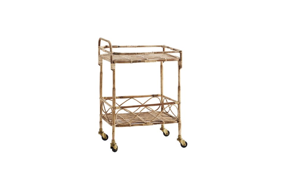 Brown bamboo cart with wheels Delica Madam Stoltz