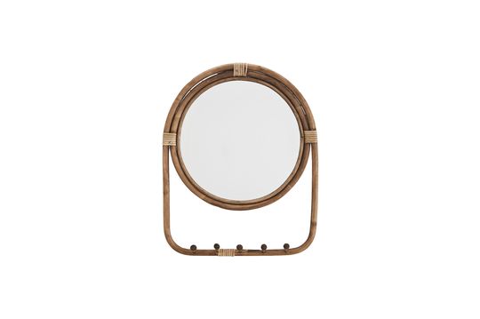 Brown bamboo mirror with 5 hooks Haven Clipped