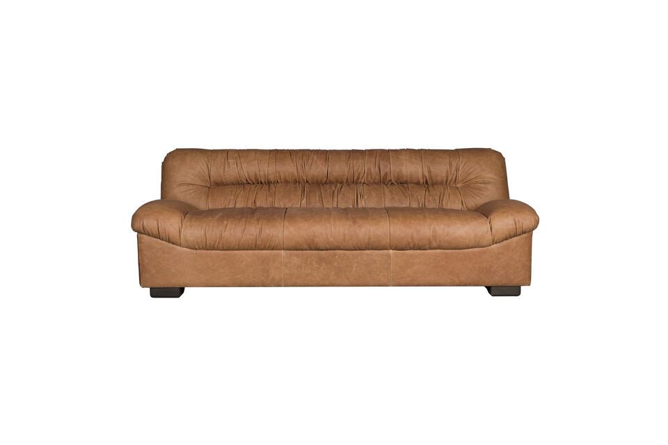 Brown cowhide 3-seater sofa Clair Douglas DutchBone
