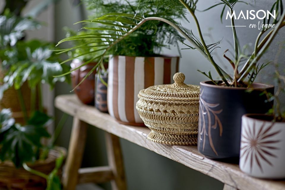 Bloomingville\'s Lo flower Pot has a pretty brown tribal shape and original handles that make it