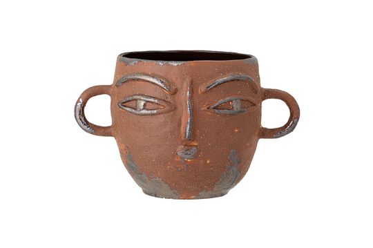Brown flower pot in stoneware Lo Clipped