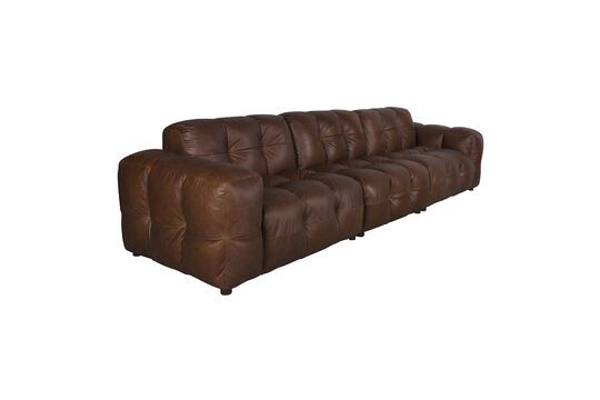 Brown leather modular 4-seater sofa Hackman Clipped