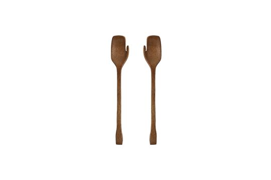 Brown mango-wood salad servers Zeena Clipped