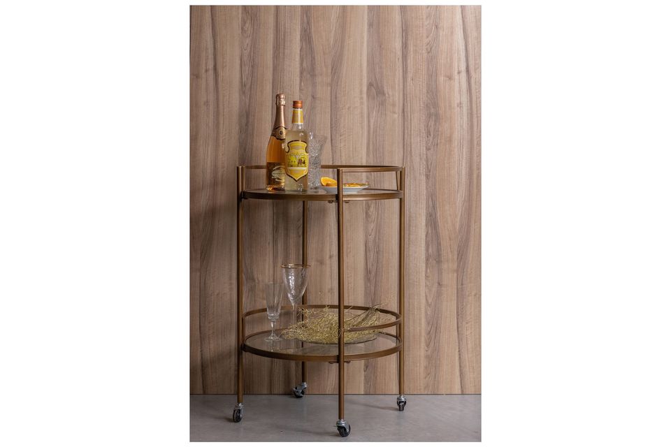 Brown Metal And Glass Cart Zora, modern, practical, suitable for many styles