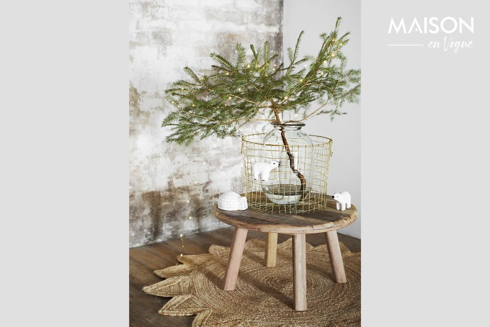 Natural coffee table with exposed wood ribs