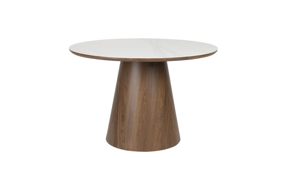 Brown round wood dining table Almira White Label