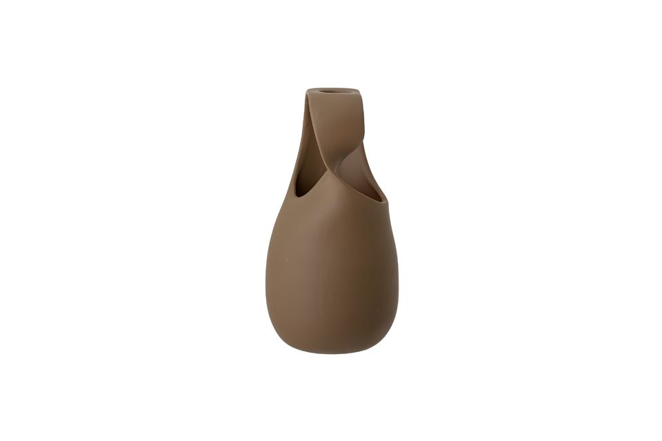 Brown stoneware vase with handle Nicita - 6