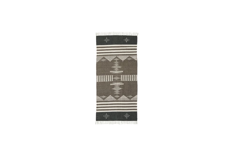 Brown wool and cotton patterned rug Coto House Doctor