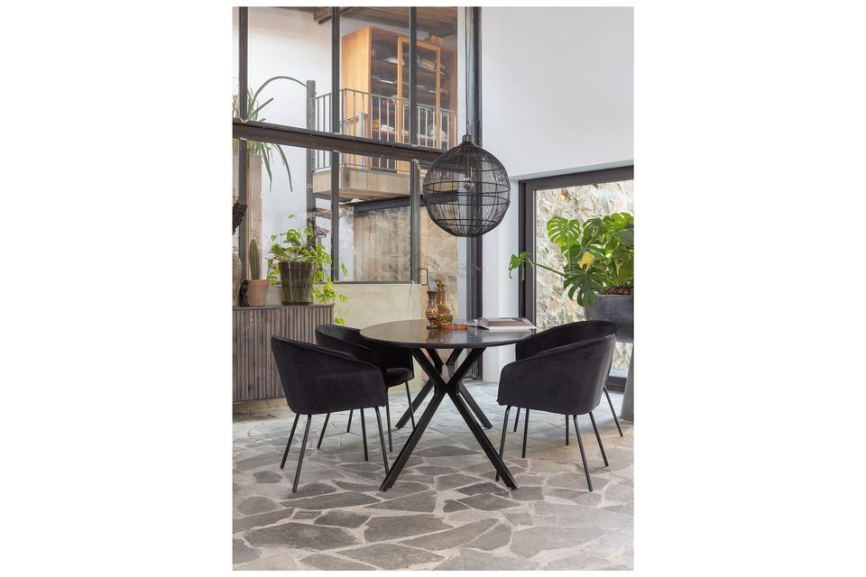 Beautiful black steel oval dining table for 8 people