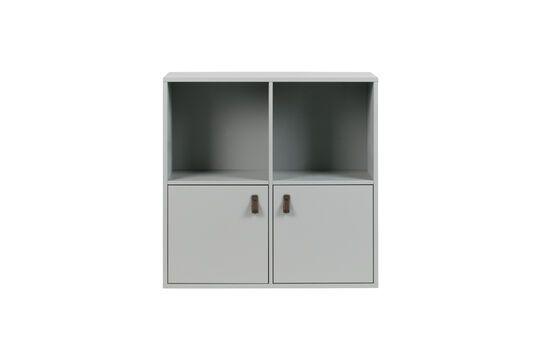 Cabinet with 2 doors and 2 open spaces in grey wood Clipped