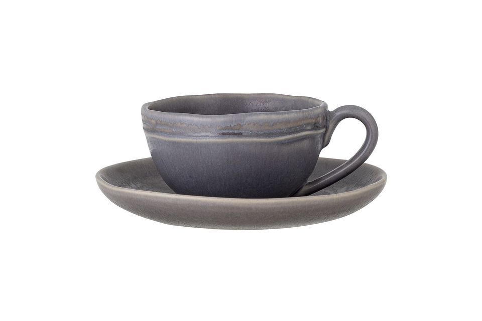 Cappuccino cup and saucer grey Raben Bloomingville