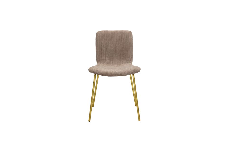 Its comfortable, softly shaped seat is made of grey corduroy polyester