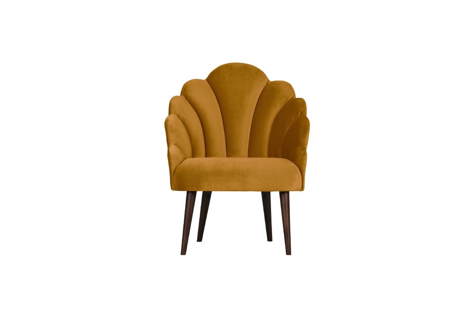 Chair in velor ochre Schelp Woood