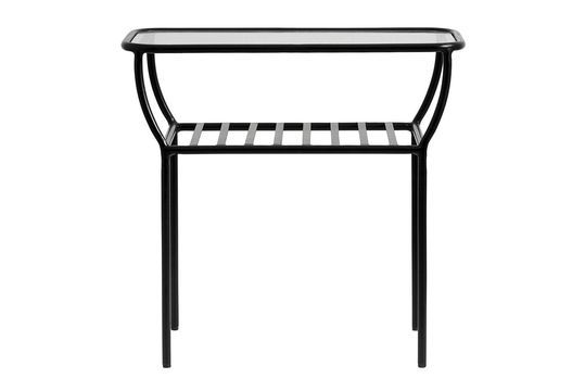 Chic black side table in iron and glass Clipped