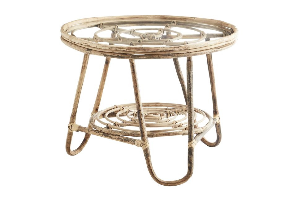 Coffee table in glass and beige bamboo Dobbia Madam Stoltz