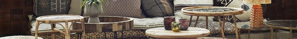 Material Details Coffee table in glass and beige bamboo Dobbia