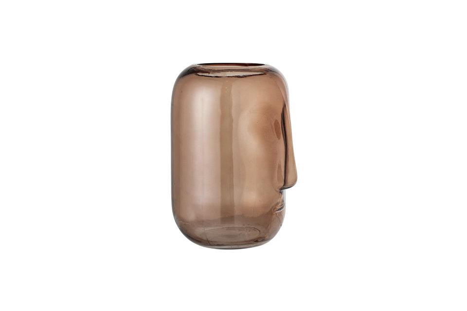 This brown vase represents a face reinterpreted in a very modern way