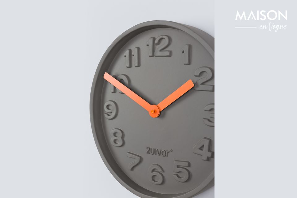 The orange Concrete Time Clock does more than tell time