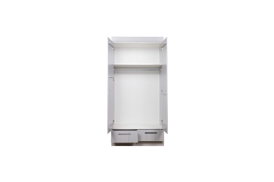 The interior of the cabinet is made of melamine particle board, which is easy to clean