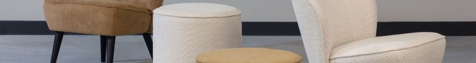 Material Details Cream sheepskin effect round pouffe Sara