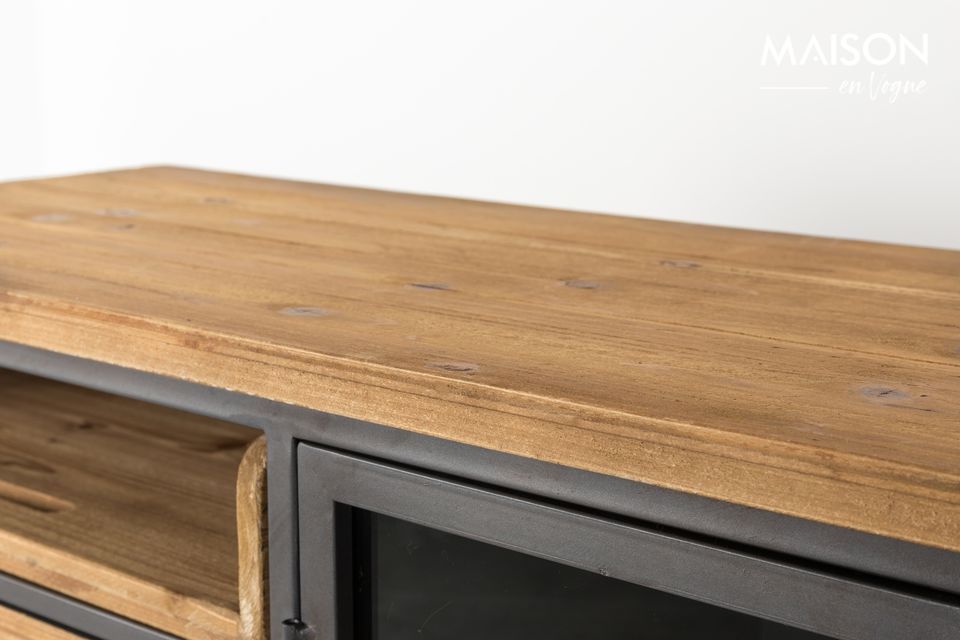 An elegant sideboard combining wood and metal