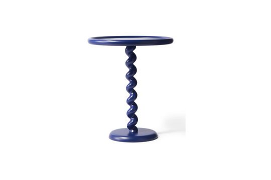 Dark blue aluminum side table Twister Clipped