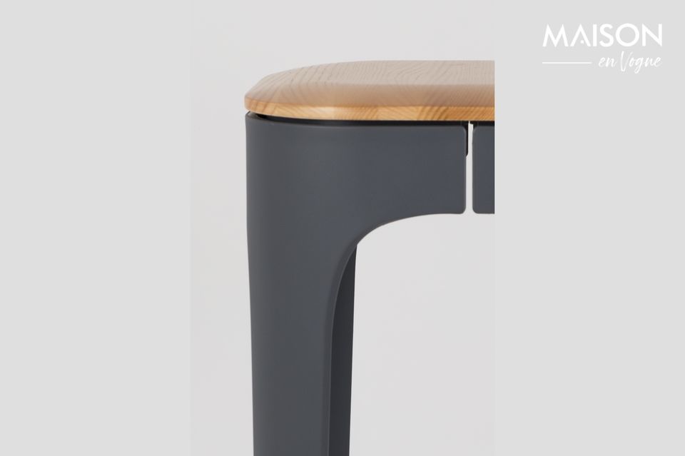 A high bar stool with a solid powder-coated steel structure