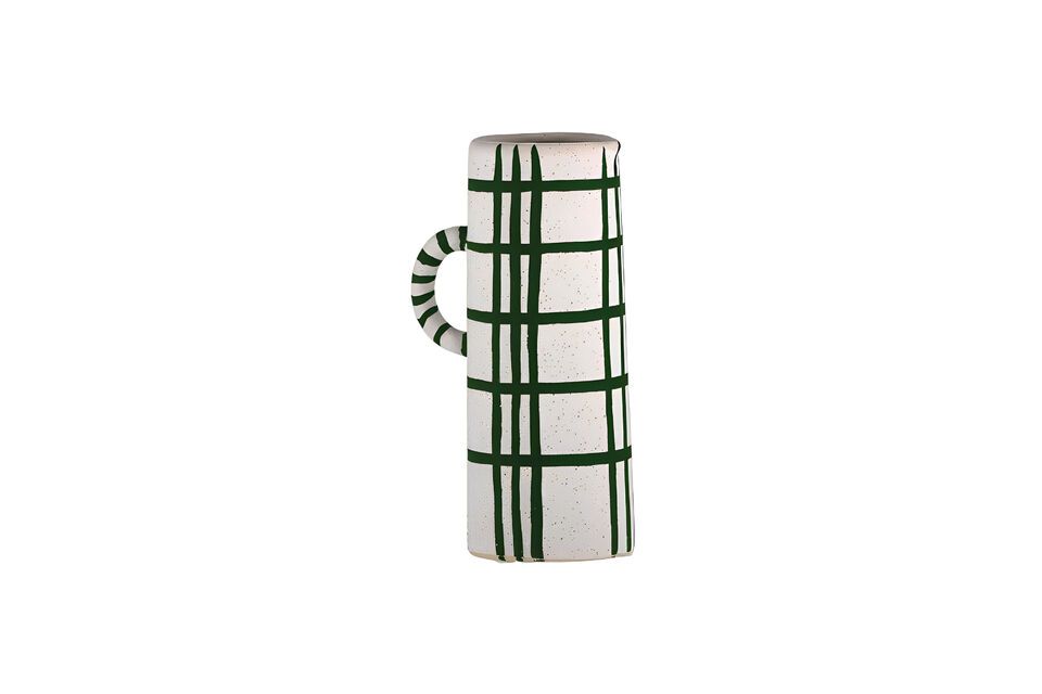 This decorative ceramic pitcher with white and green features from Lamothe will add a touch of