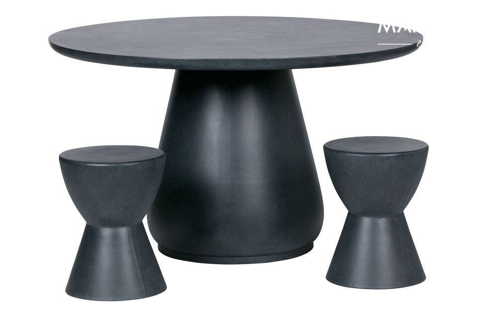 With its anthracite concrete color, it has a modern look, complemented by its rounded shape