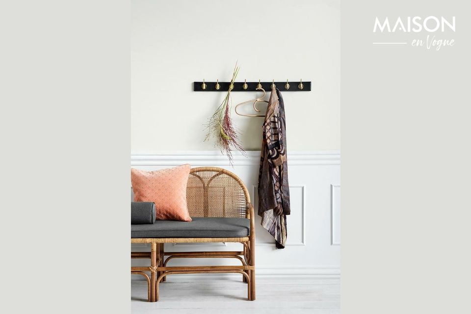 Edgy coat rack with 8 brass hooks Nordal