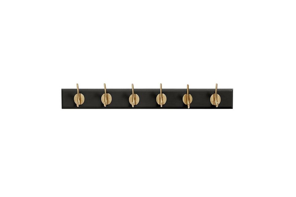 Edgy wooden hooks with 6 brass hooks Nordal