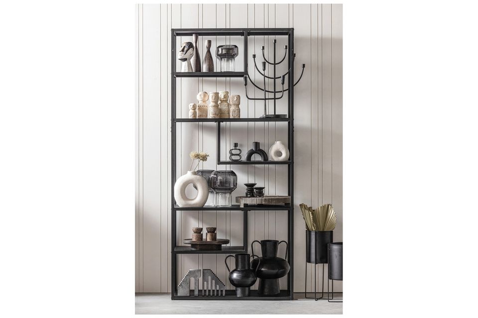 Modular black metal shelf 